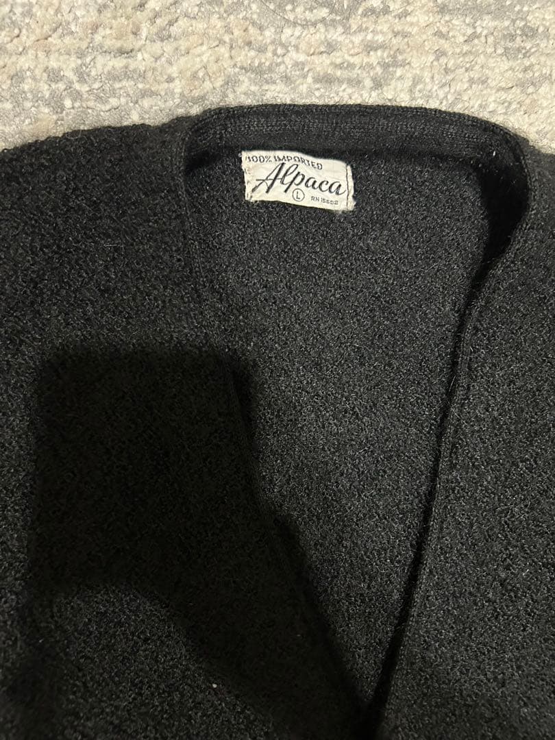 アルパカウール 黒 カーディガン
