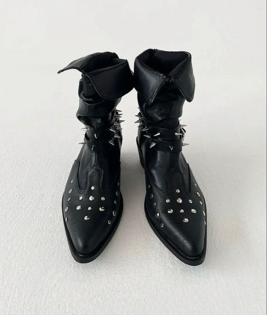 Opium Rivet Strap Leather Heel Boots ブーツ