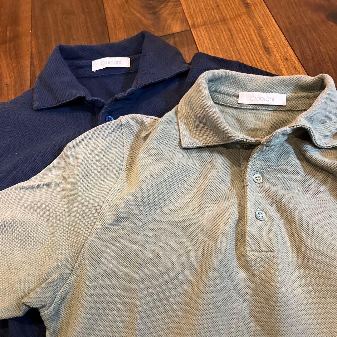 売り切り！Cruciani ポロシャツ ネイビー カーキー　2枚セット　48