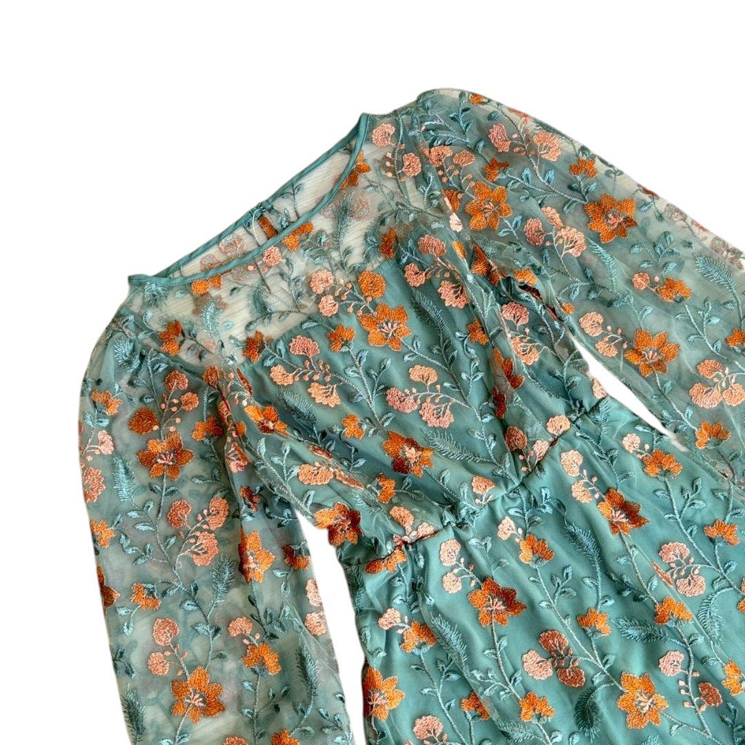 Kastane オケージョン ドレス 結婚式 ワンピース　グリーン　花柄　M