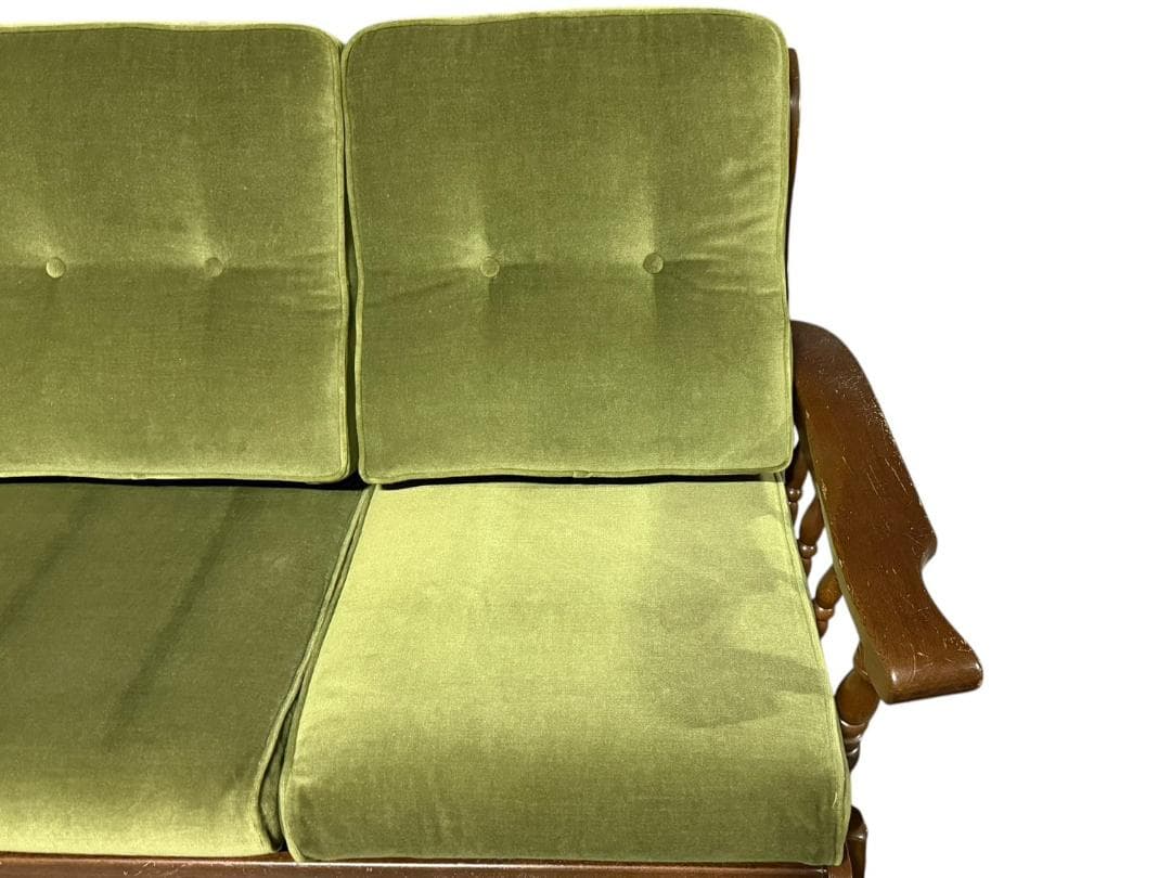 ◯2人掛けソファ アンティーク家具 グリーン 緑