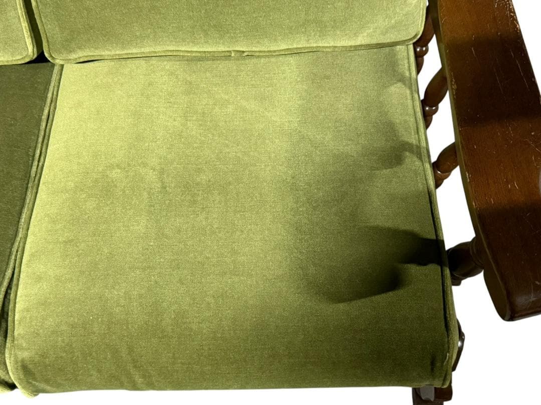 ◯2人掛けソファ アンティーク家具 グリーン 緑