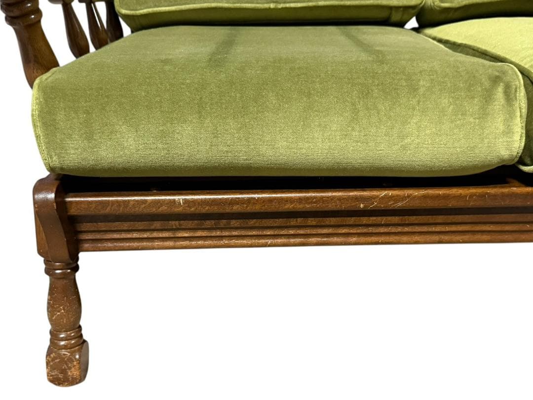 ◯2人掛けソファ アンティーク家具 グリーン 緑