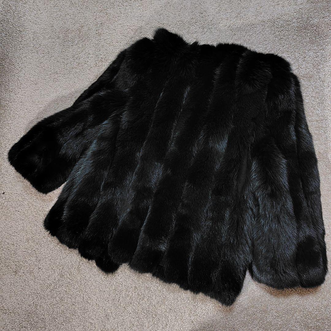 yukiko hanai フォックスファーコート 動物の顔付き　濃青