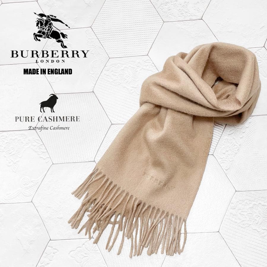 英国製 バーバリー BURBERRY カシミヤ100%大判マフラー 男女兼用