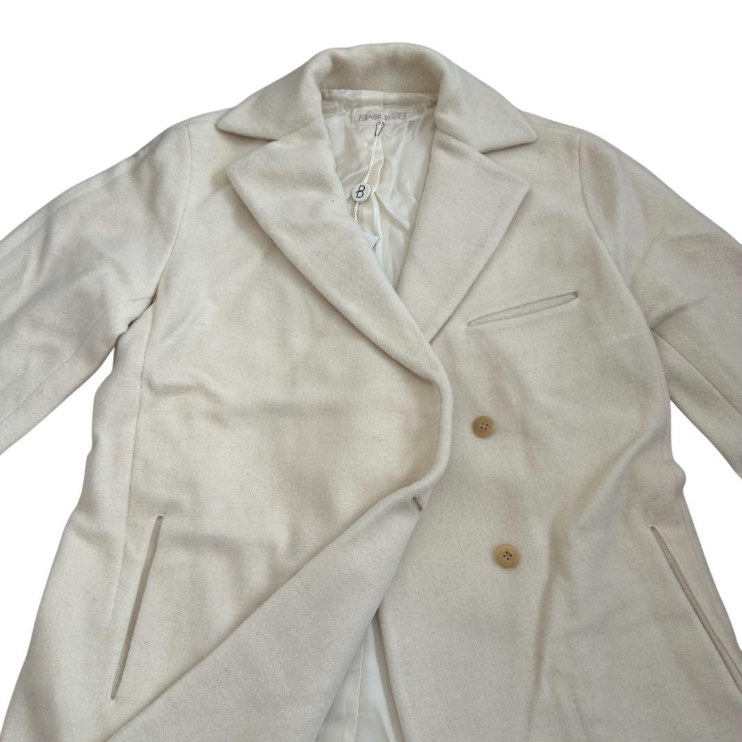 カシミヤ　ロングコート　白　ホワイト　ウール