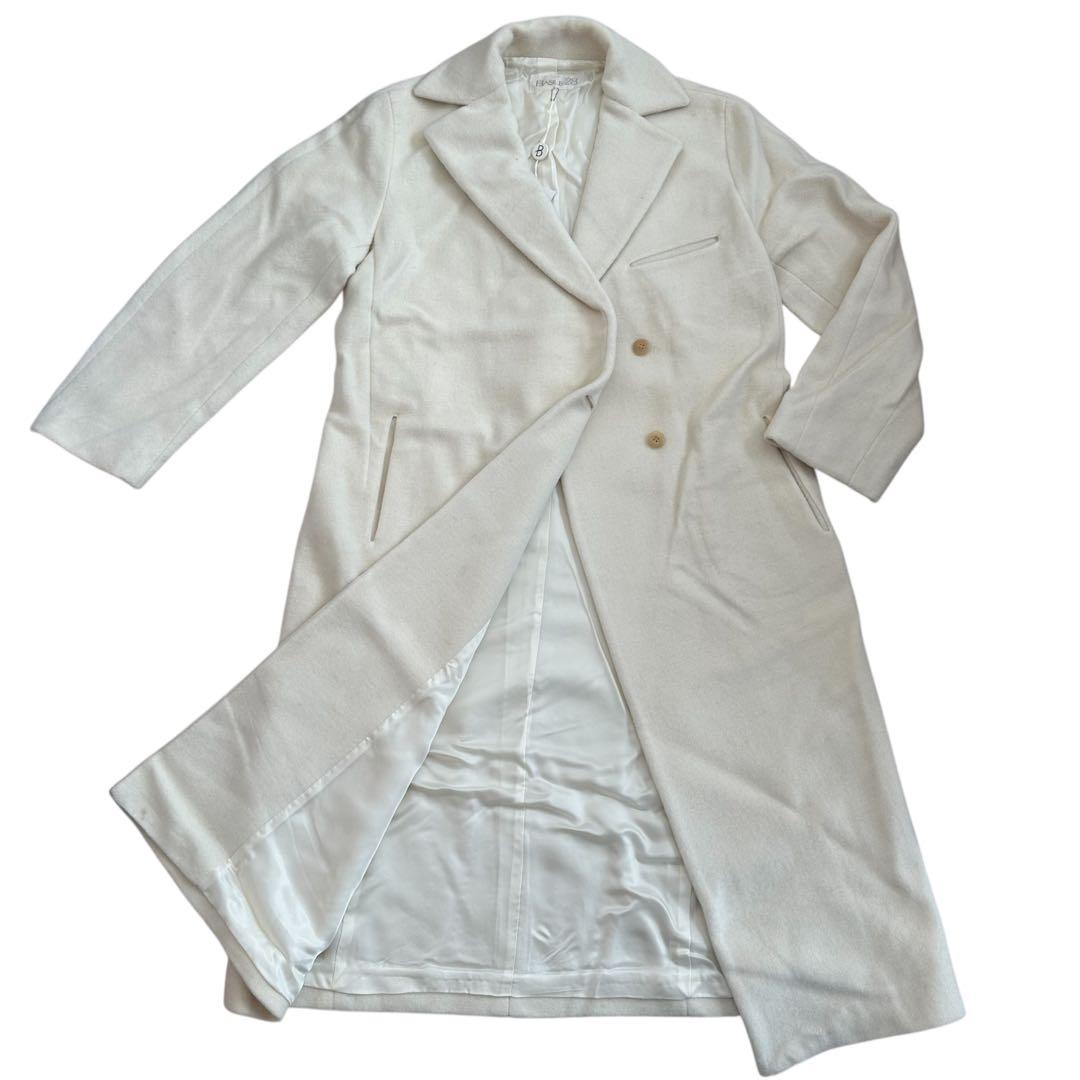 カシミヤ　ロングコート　白　ホワイト　ウール