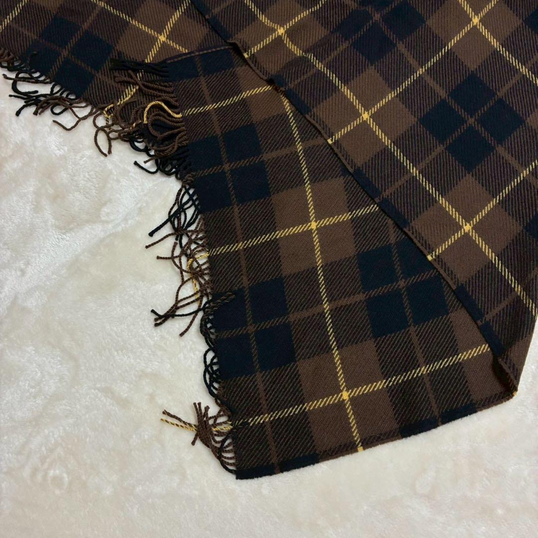希少　ブルーレーベルクレストブリッジ チェック柄 大判ストール ポンチョ　茶