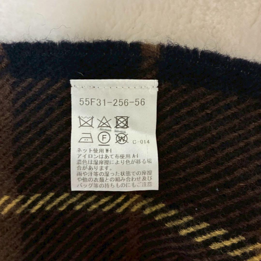 希少　ブルーレーベルクレストブリッジ チェック柄 大判ストール ポンチョ　茶