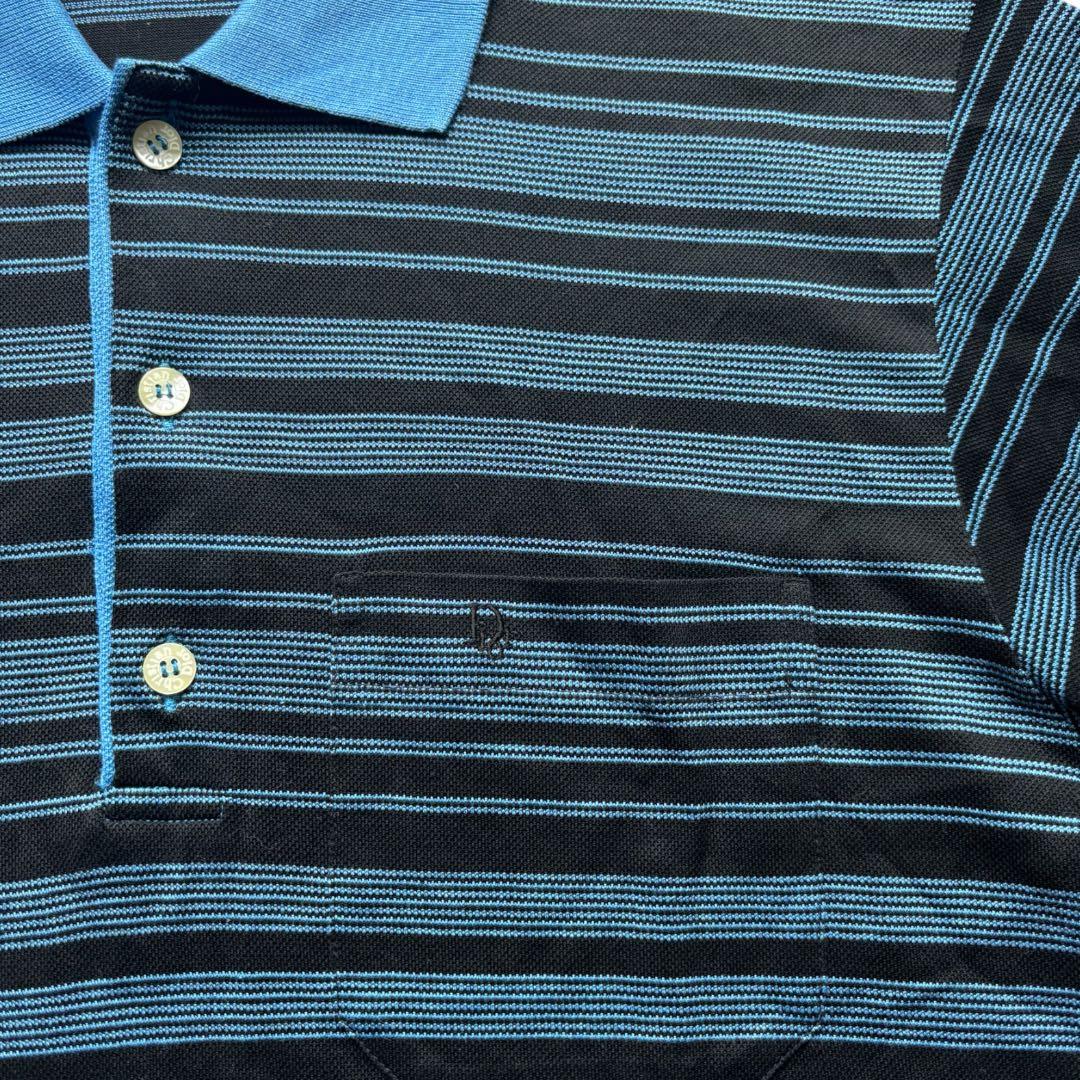 Christian Dior ロゴ 刺繍 ボーダー 半袖 ポロシャツ