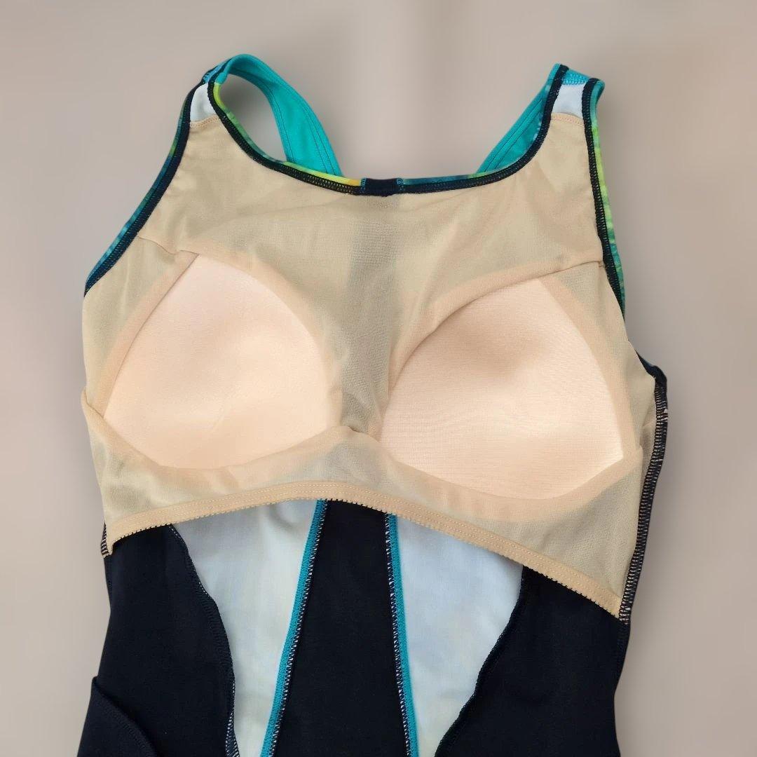 ミズノ　スポーツ水着　 青・緑のグラデーション　XL　カップ付き