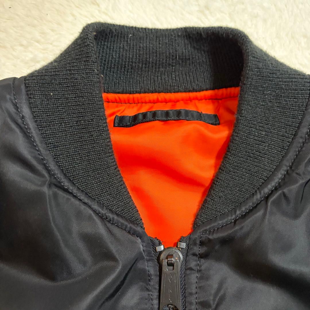 XXL AVIREX ブラック MA-1 ボンバー　アーチロゴ　USA 背中