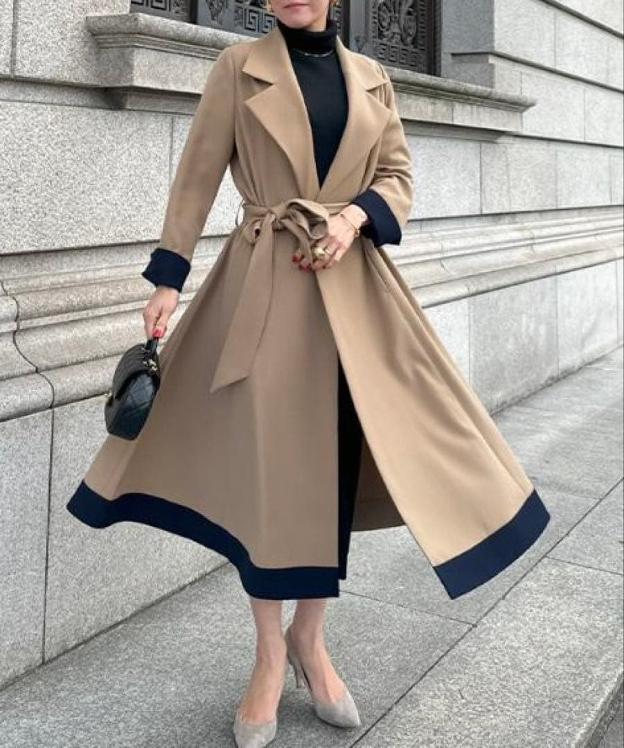 美品 タグ付き JENNE ジェンヌ オードリー フレア トレンチ コート M