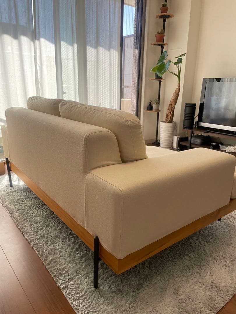 【極美品】MUTUKI 2人掛けソファー ベージュ 無垢 ナチュラル　北欧