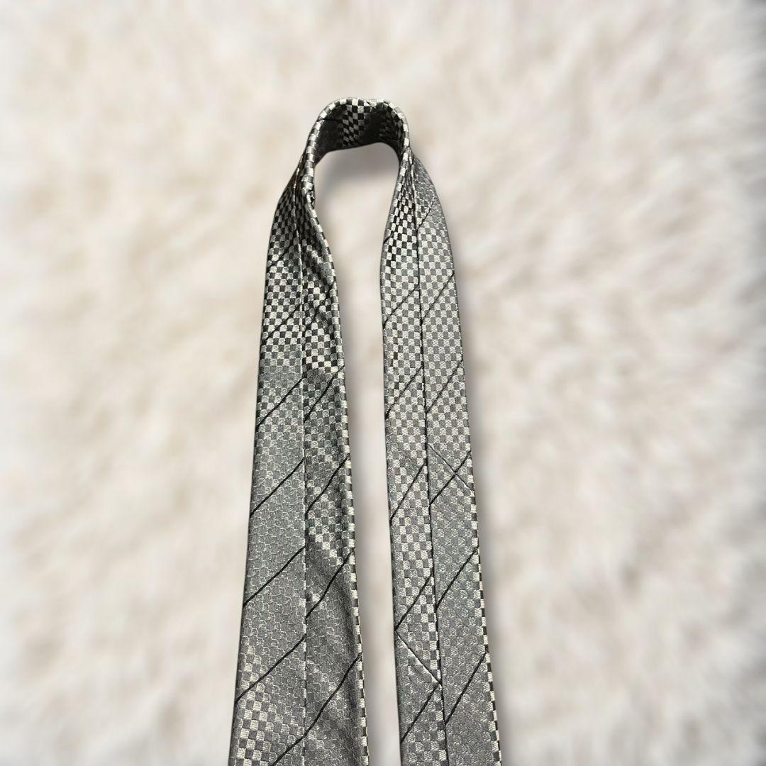 【極美品✨】ルイヴィトン ミニダミエ ストライプ 黒銀 ジャガード LVロゴ刺繍