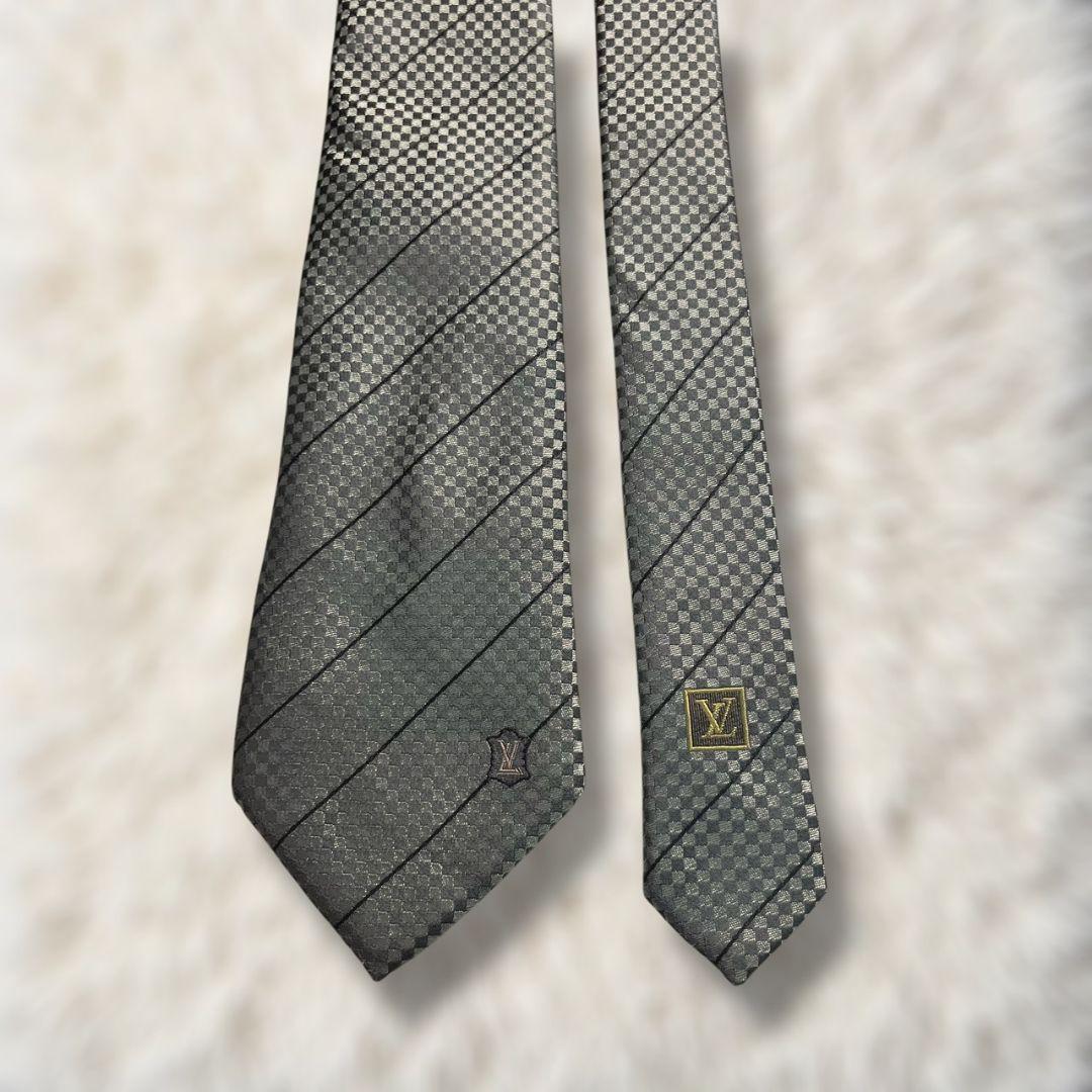 【極美品✨】ルイヴィトン ミニダミエ ストライプ 黒銀 ジャガード LVロゴ刺繍