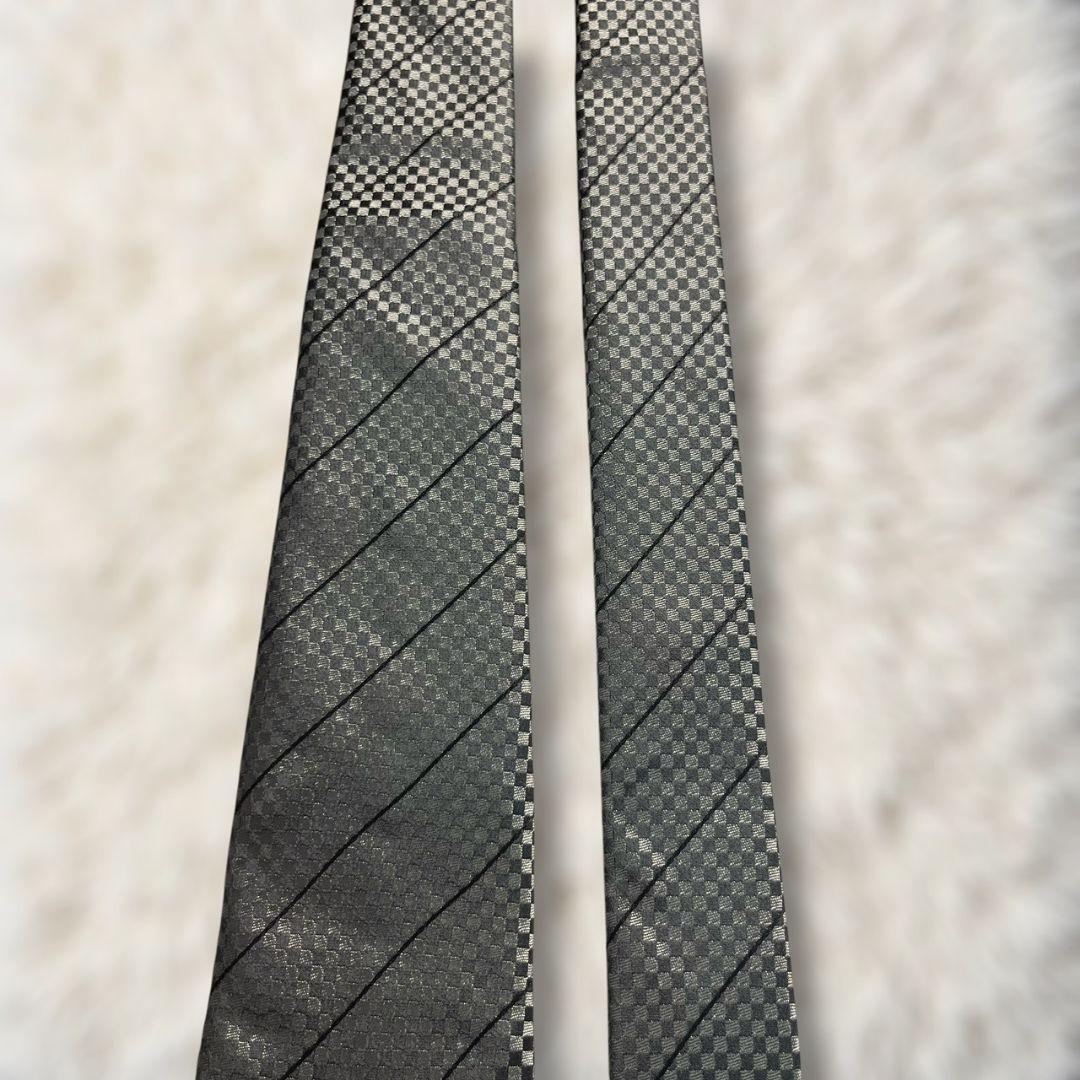 【極美品✨】ルイヴィトン ミニダミエ ストライプ 黒銀 ジャガード LVロゴ刺繍