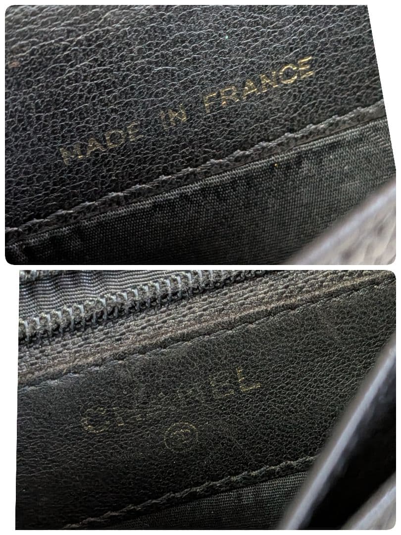 シャネル　デカココ　ミニ財布　キャビアスキン　黒　チェーンウォレット　小銭入れ