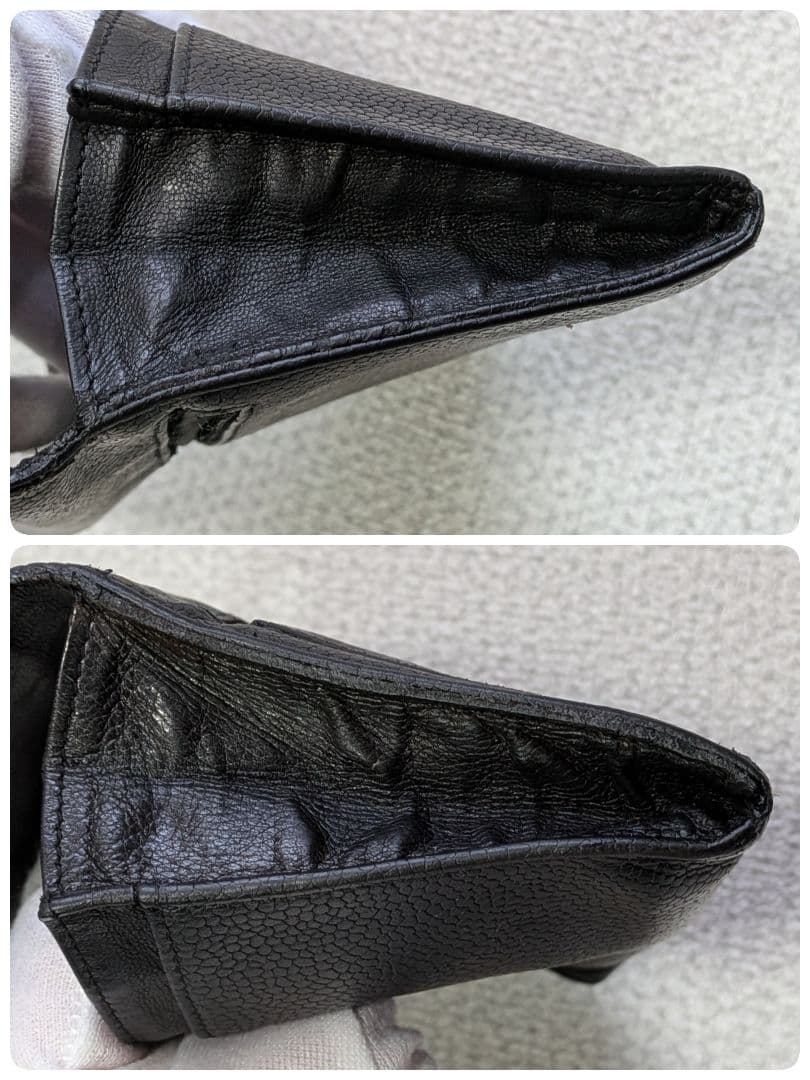 シャネル　デカココ　ミニ財布　キャビアスキン　黒　チェーンウォレット　小銭入れ