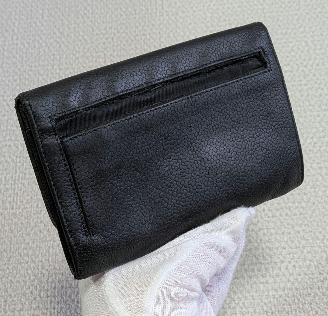 シャネル　デカココ　ミニ財布　キャビアスキン　黒　チェーンウォレット　小銭入れ