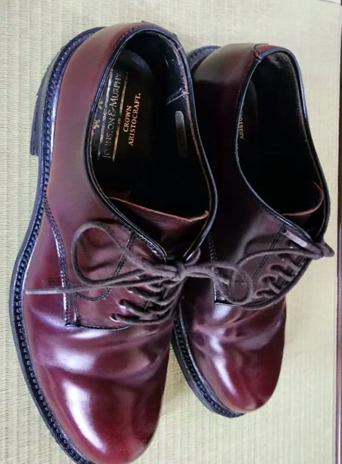 ジョンストンアンドマーフィー　コードバン　プレーントゥシューズ