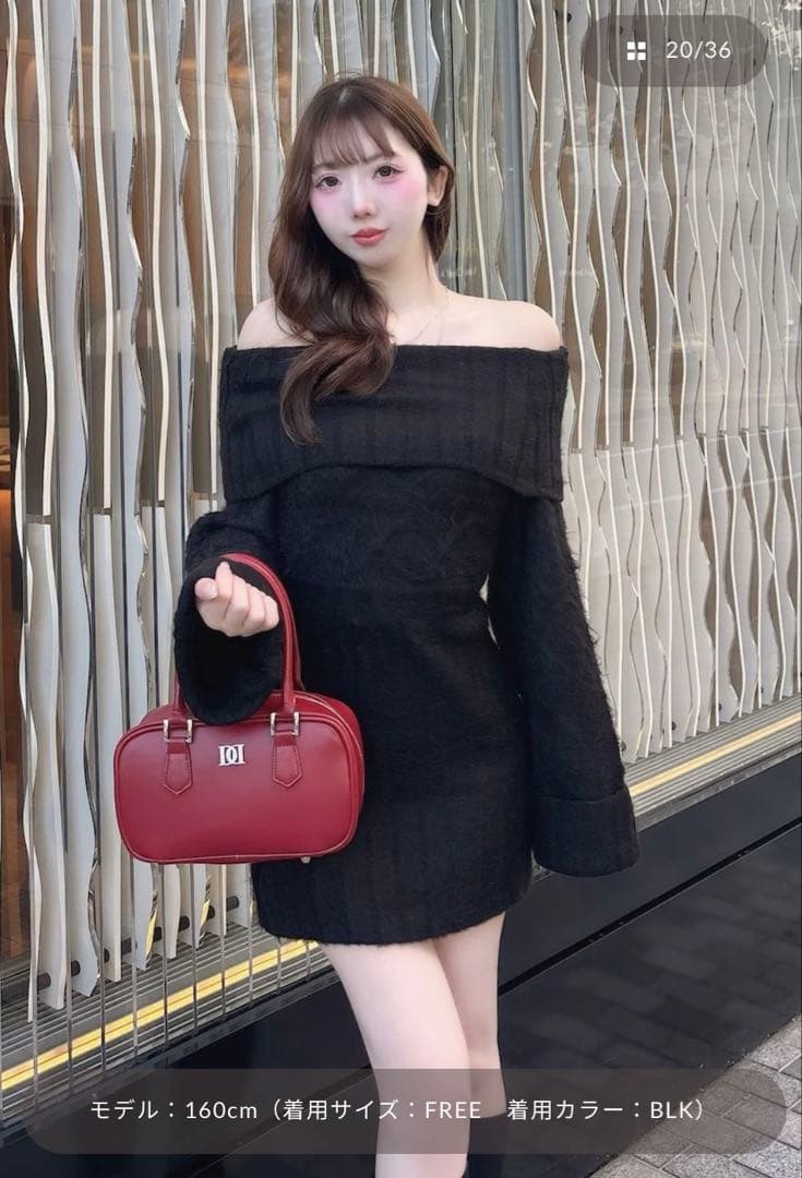 Darich ヘアリーオフショルニットミニワンピース