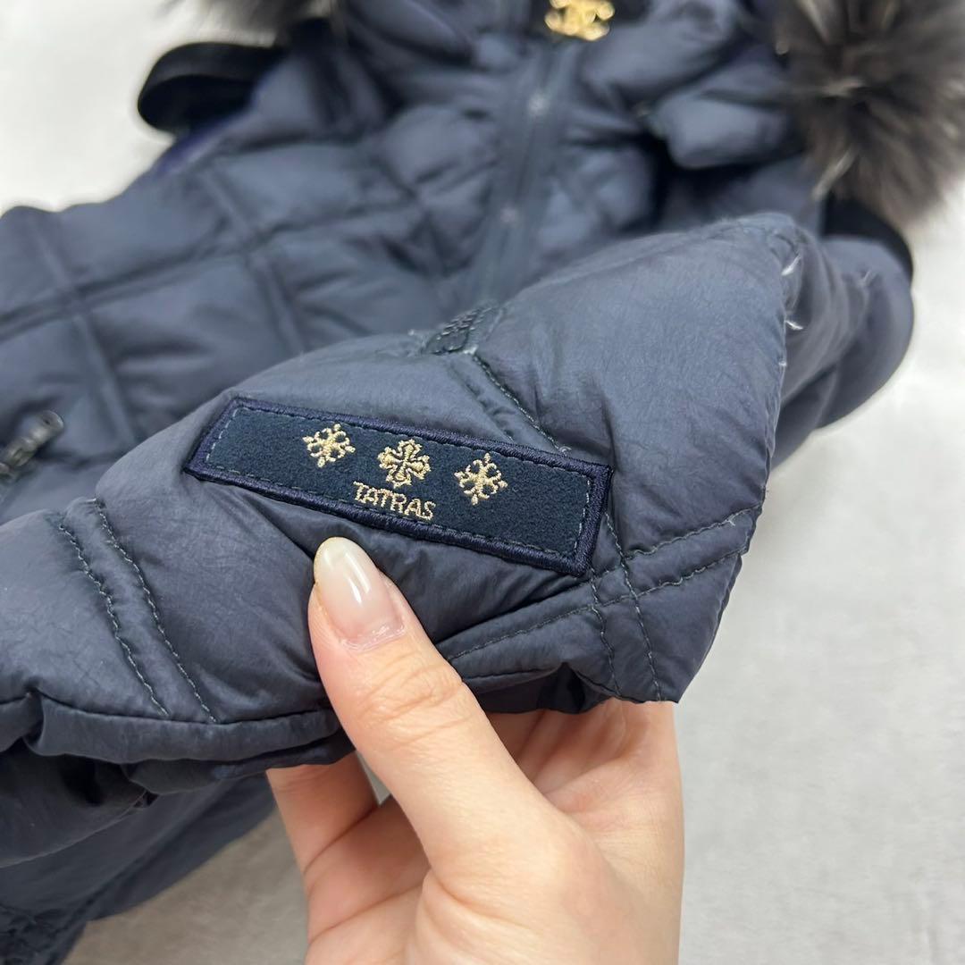 F742 M タトラス シワ加工 ダウンベスト ネイビー ファー レディース