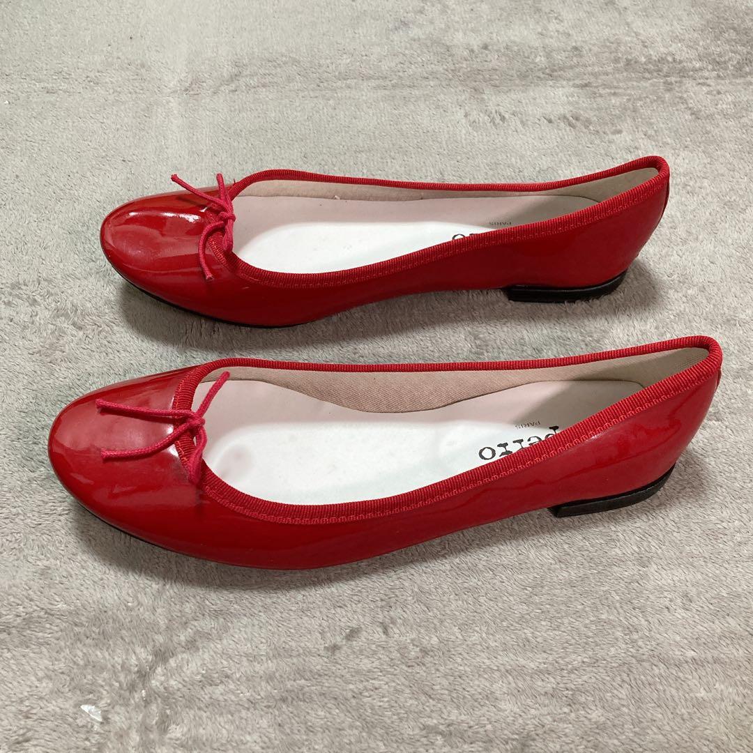 【美品】repetto レペット バレエシューズ サンドリオン エナメル レッド