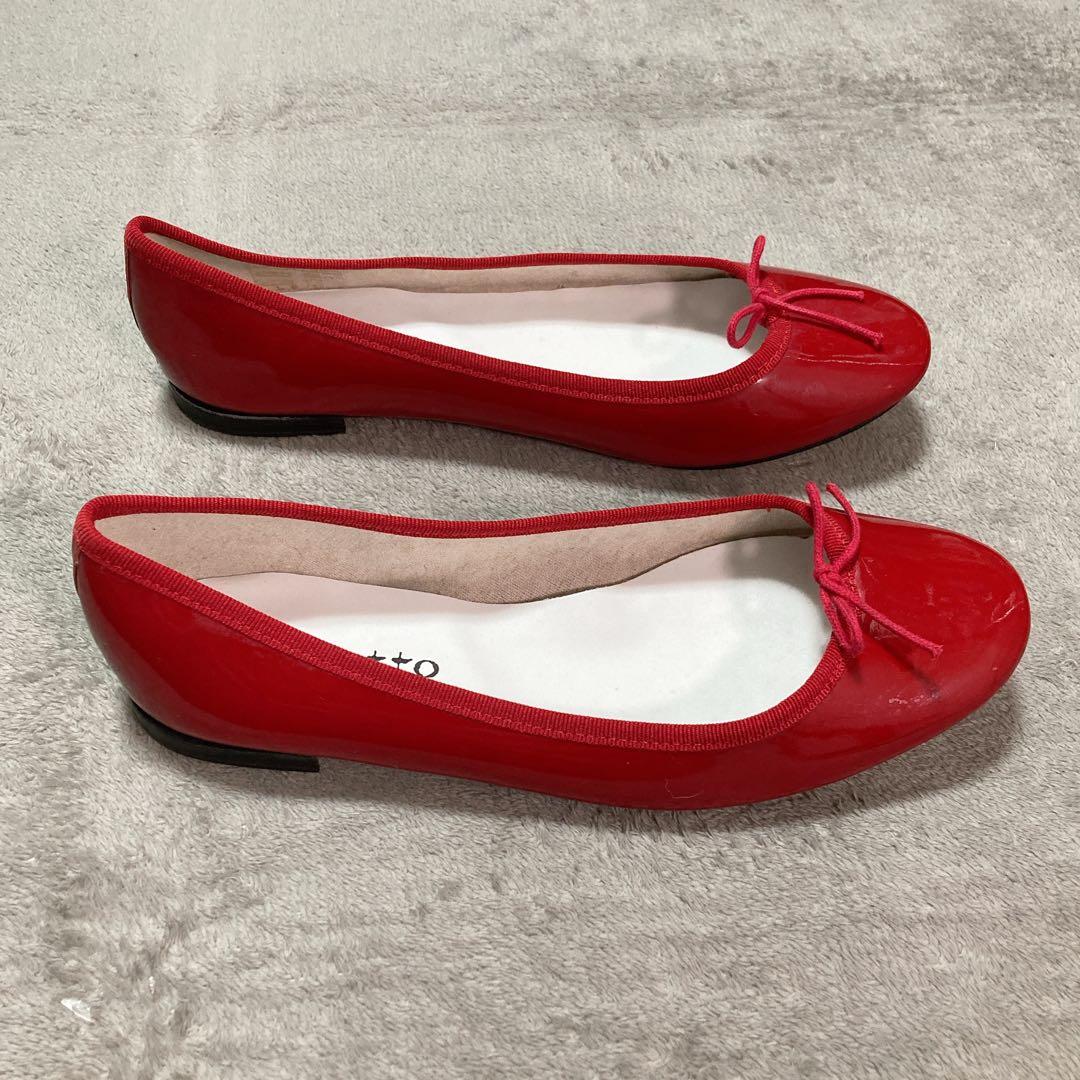 【美品】repetto レペット バレエシューズ サンドリオン エナメル レッド