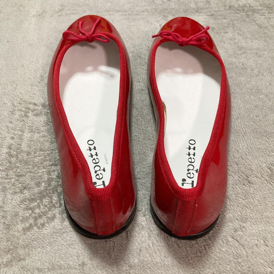 【美品】repetto レペット バレエシューズ サンドリオン エナメル レッド