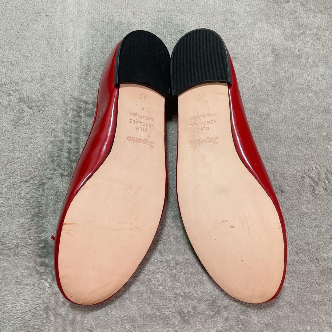 【美品】repetto レペット バレエシューズ サンドリオン エナメル レッド