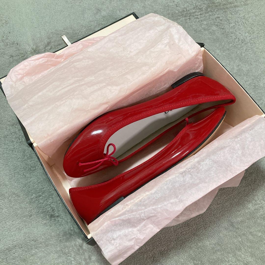 【美品】repetto レペット バレエシューズ サンドリオン エナメル レッド