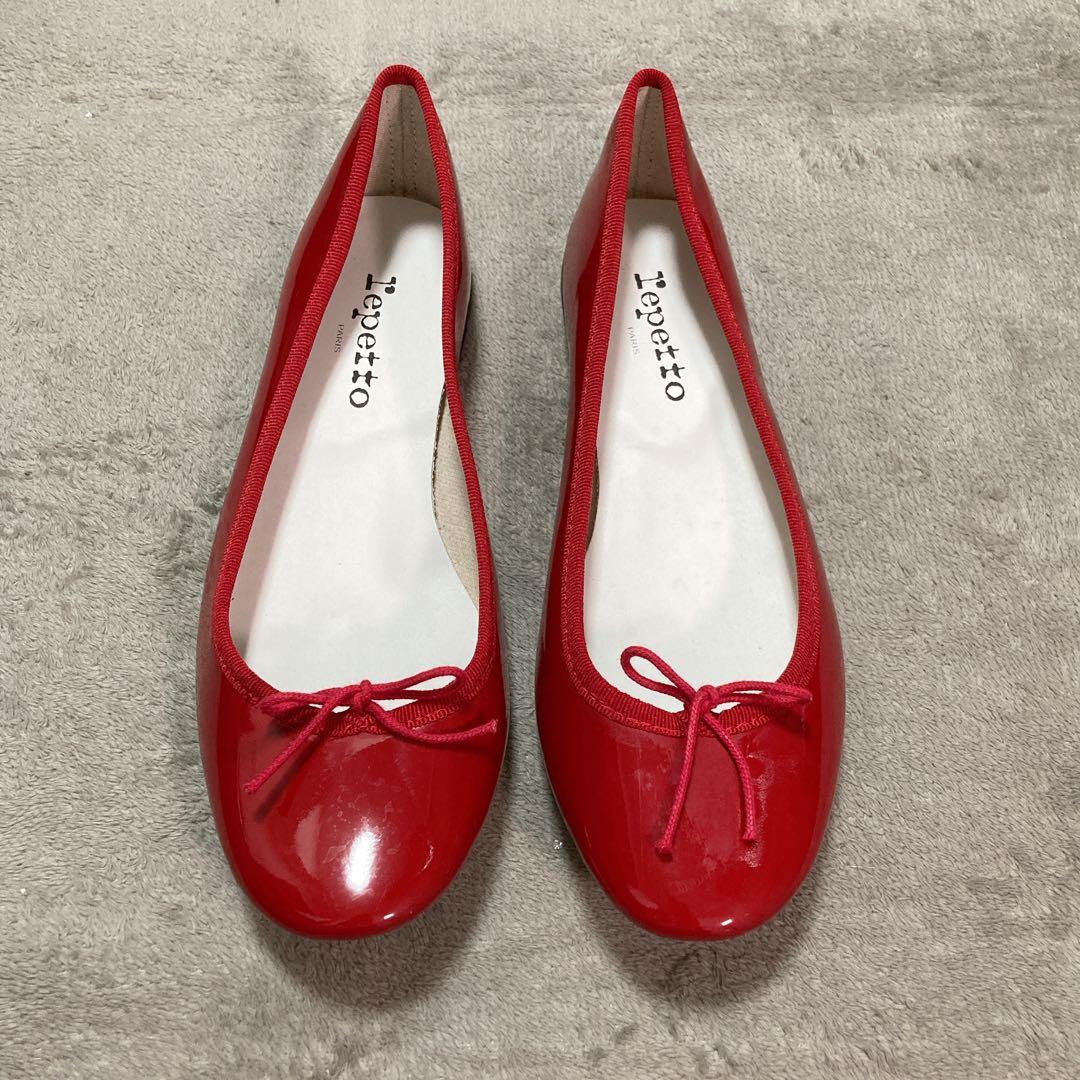 【美品】repetto レペット バレエシューズ サンドリオン エナメル レッド