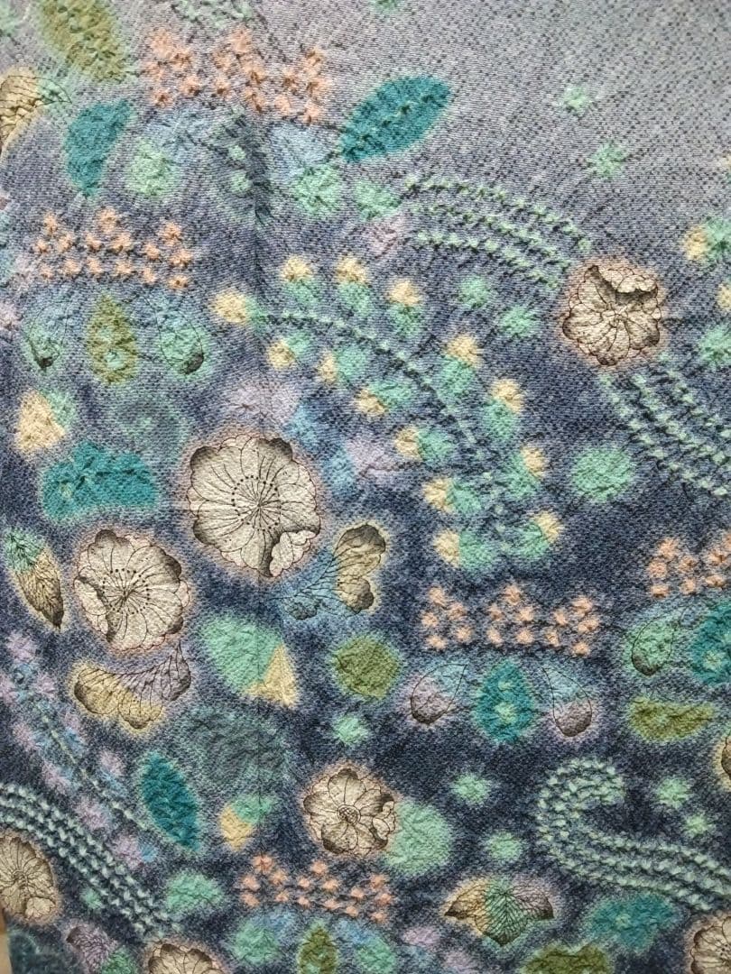 最終値下げ F‐304 訪問着 辻ヶ花 袷 作家落款 ブルーグレー 暈し 美品