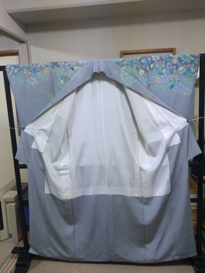 最終値下げ F‐304 訪問着 辻ヶ花 袷 作家落款 ブルーグレー 暈し 美品