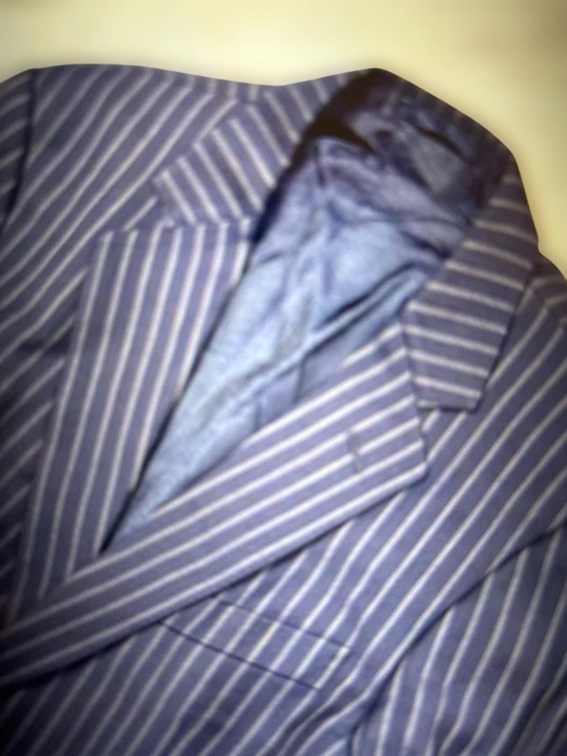 GUCCI スーツ セットアップ ストライプ 2B 裏地ロゴ柄 ネイビー 50R