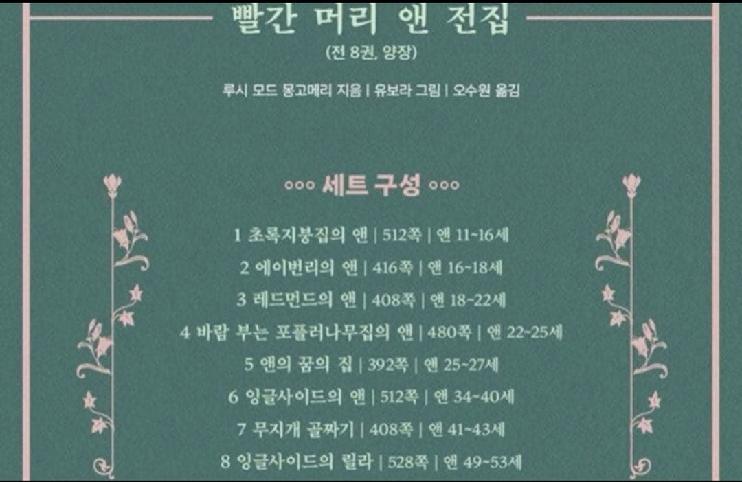 最初値下げ　韓国語小説　赤毛のアン全集　韓国語　빨간머리앤 전집 세트　특별판