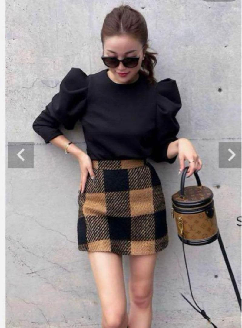 美品 sheller シェリエ ブロックチェック キュロット ツイードパンツ M