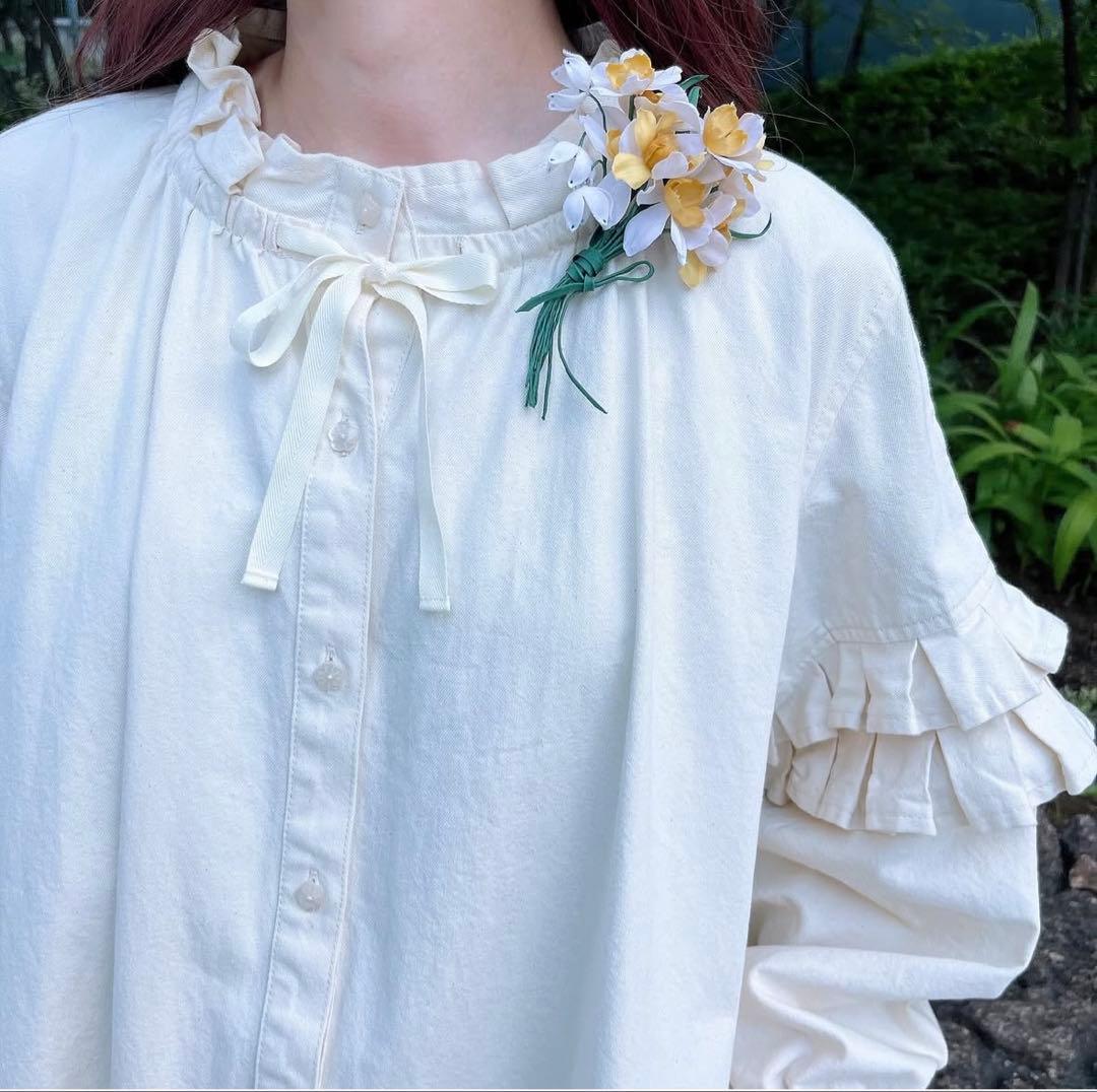 ピンクハウス　タック使いデニムワンピース