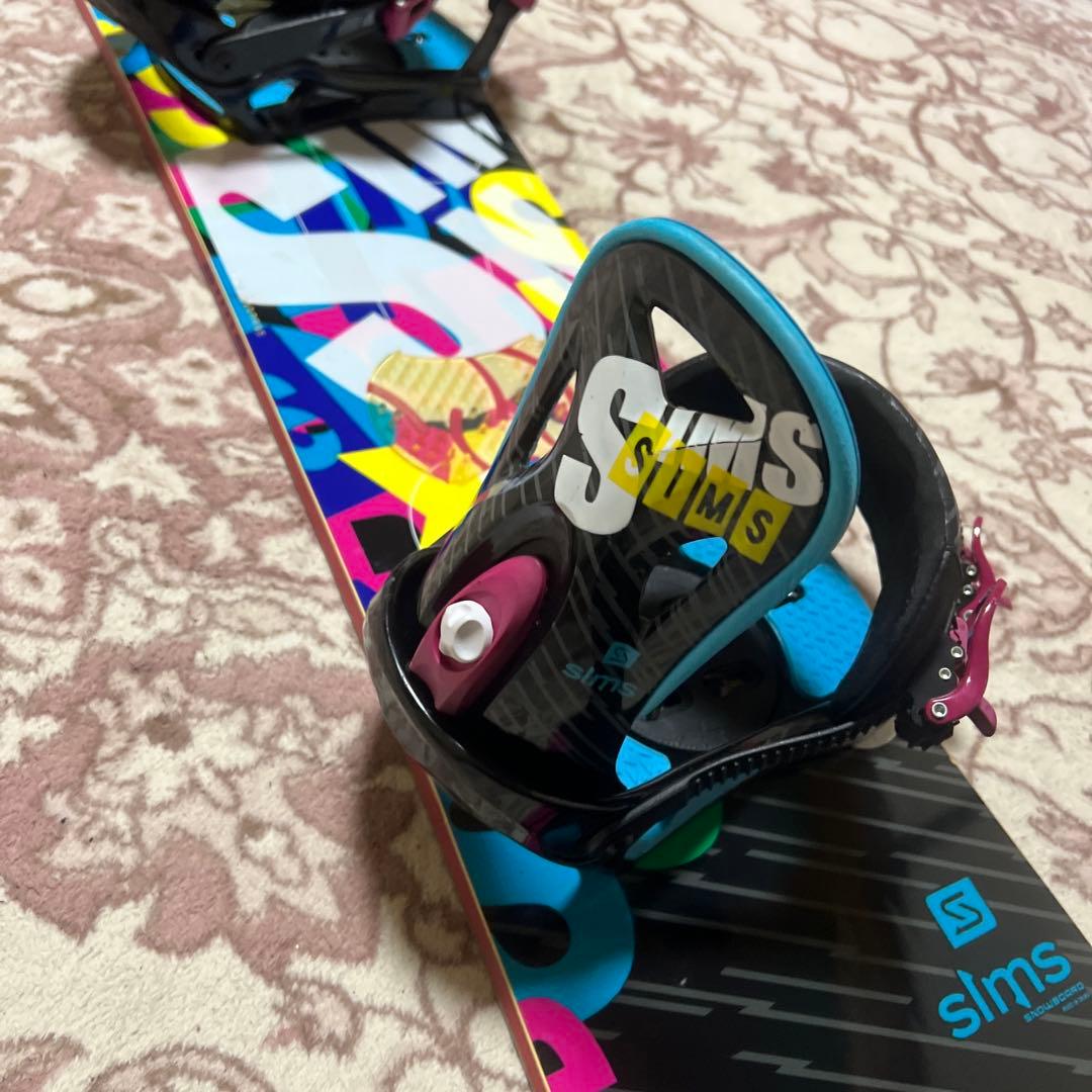 良品 SIMS 147cm バイン付 スノーボードセット 初心者向け
