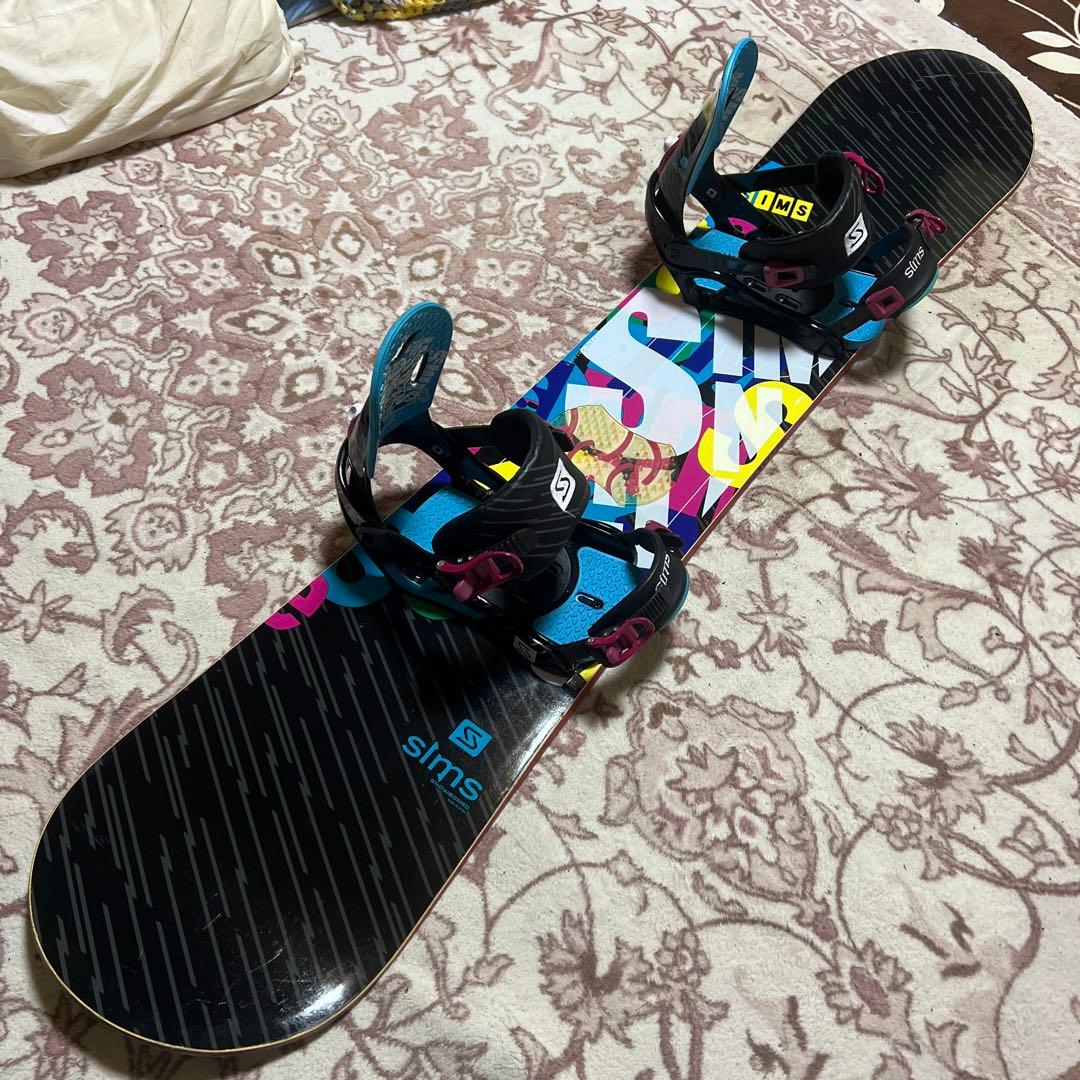 良品 SIMS 147cm バイン付 スノーボードセット 初心者向け