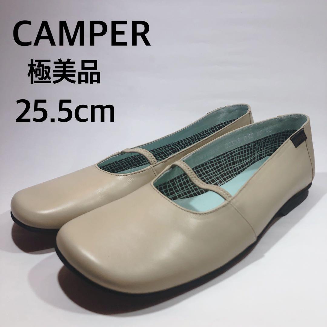 【極美品】カンペール　幅広　スクエアトゥ　フラットパンプス　レッドソール