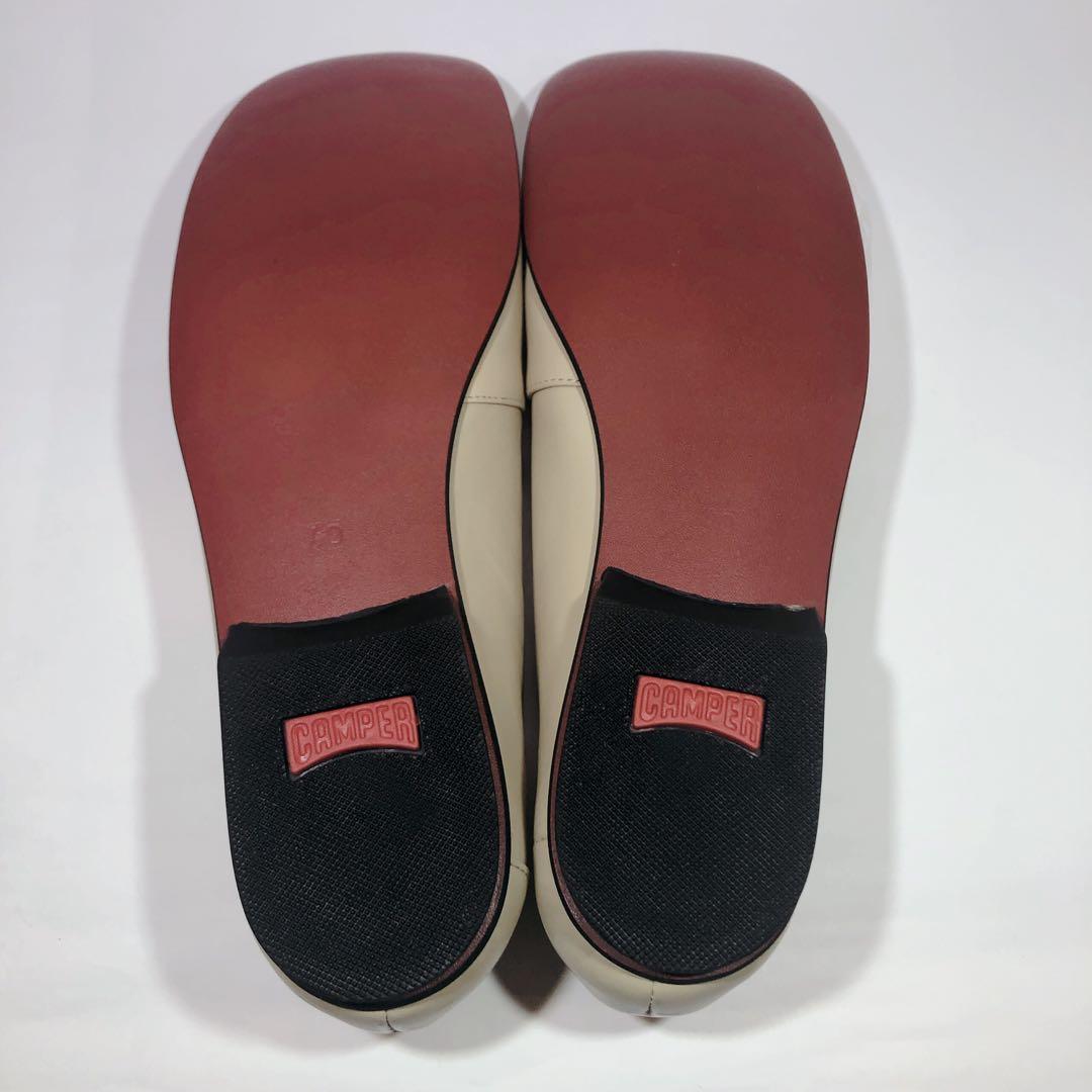 【極美品】カンペール　幅広　スクエアトゥ　フラットパンプス　レッドソール