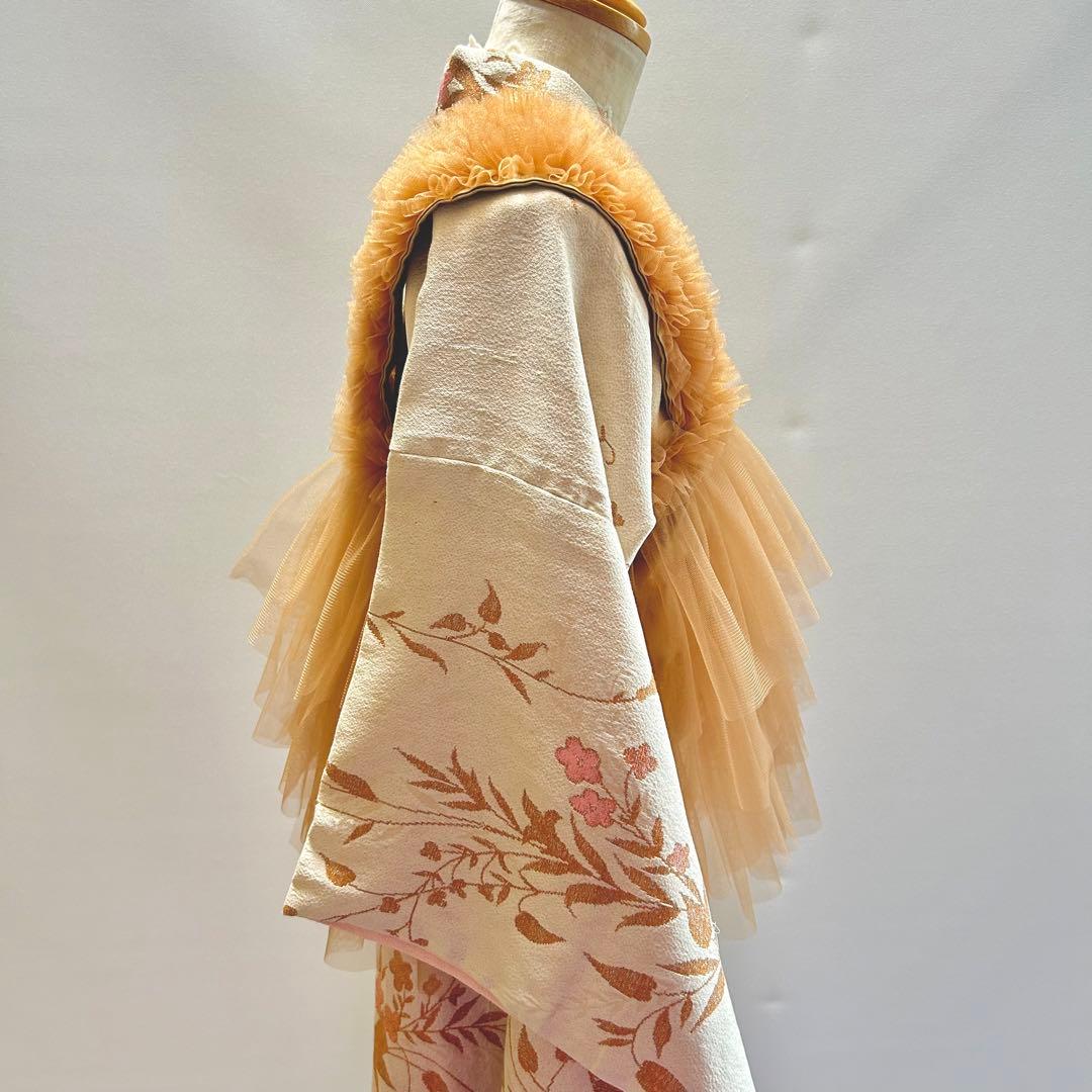 被布エプロン【キャメルフリル】チュール被布　被布ドレス　七五三　チュールドレス