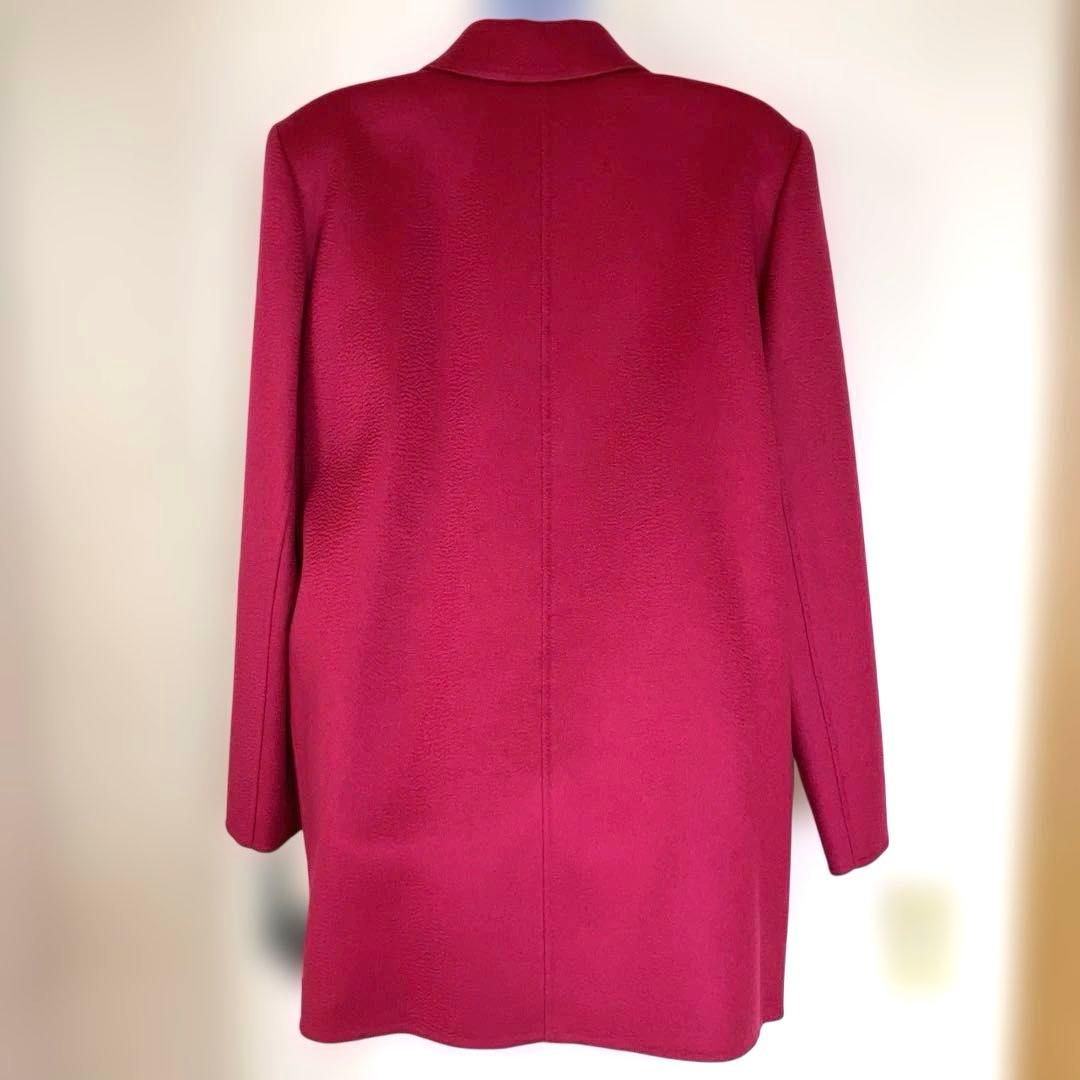 【新品タグ付き】カシミヤ100％ バーガンディ ハーフコート ダブルブレスト