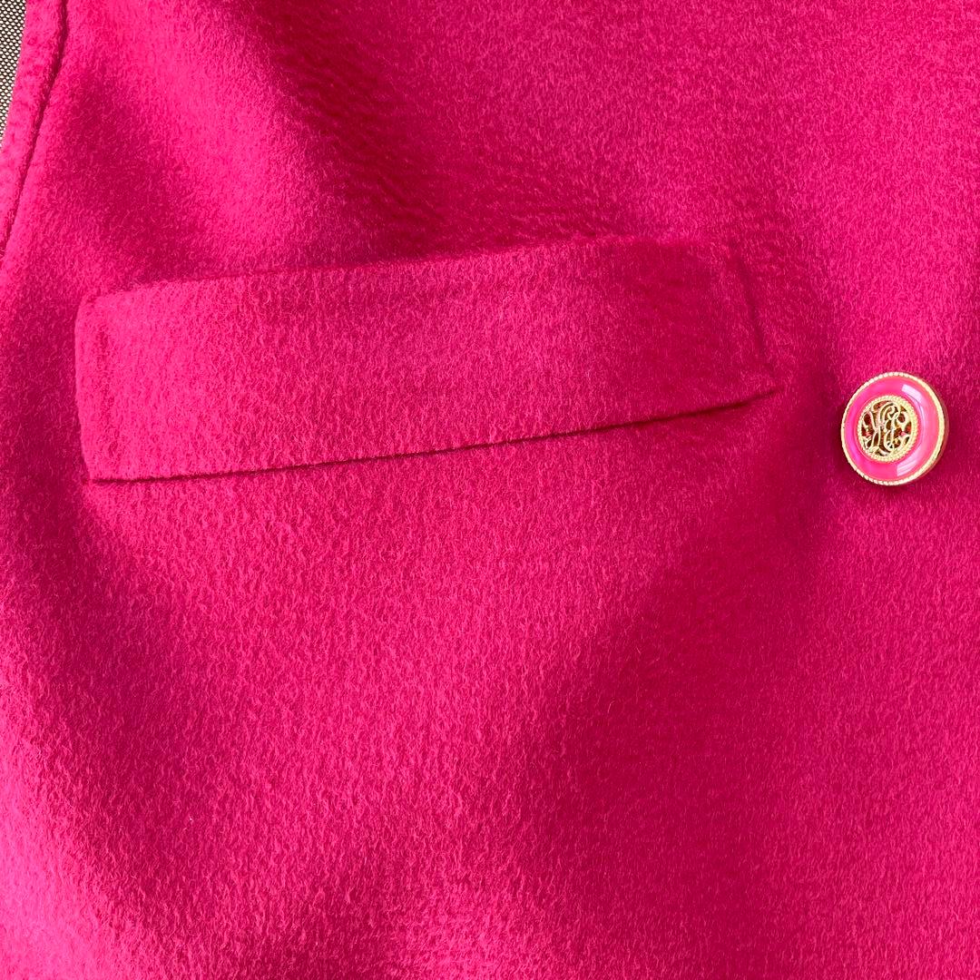 【新品タグ付き】カシミヤ100％ バーガンディ ハーフコート ダブルブレスト