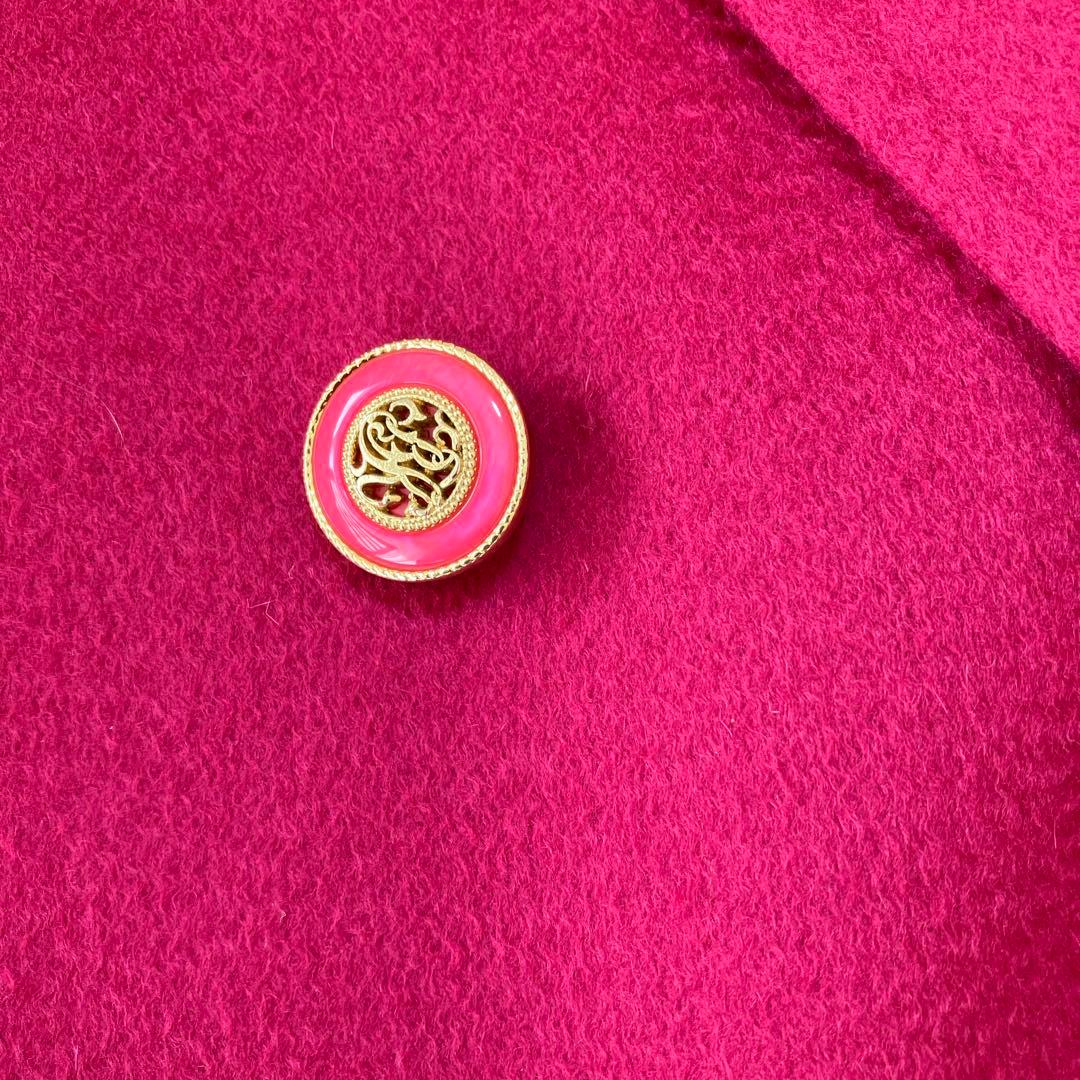 【新品タグ付き】カシミヤ100％ バーガンディ ハーフコート ダブルブレスト