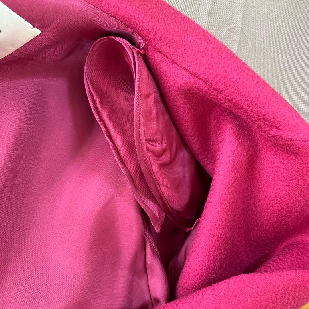 【新品タグ付き】カシミヤ100％ バーガンディ ハーフコート ダブルブレスト