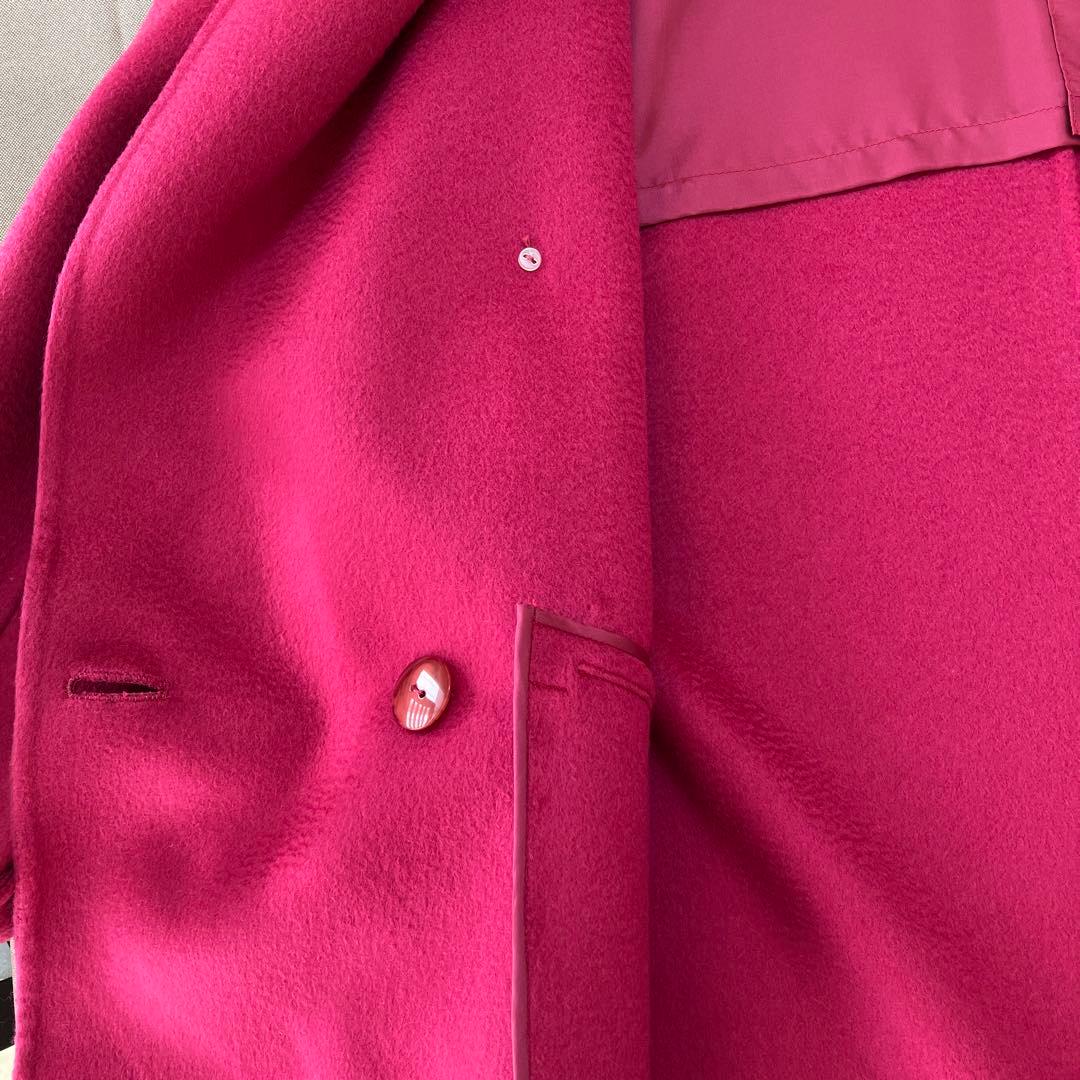 【新品タグ付き】カシミヤ100％ バーガンディ ハーフコート ダブルブレスト