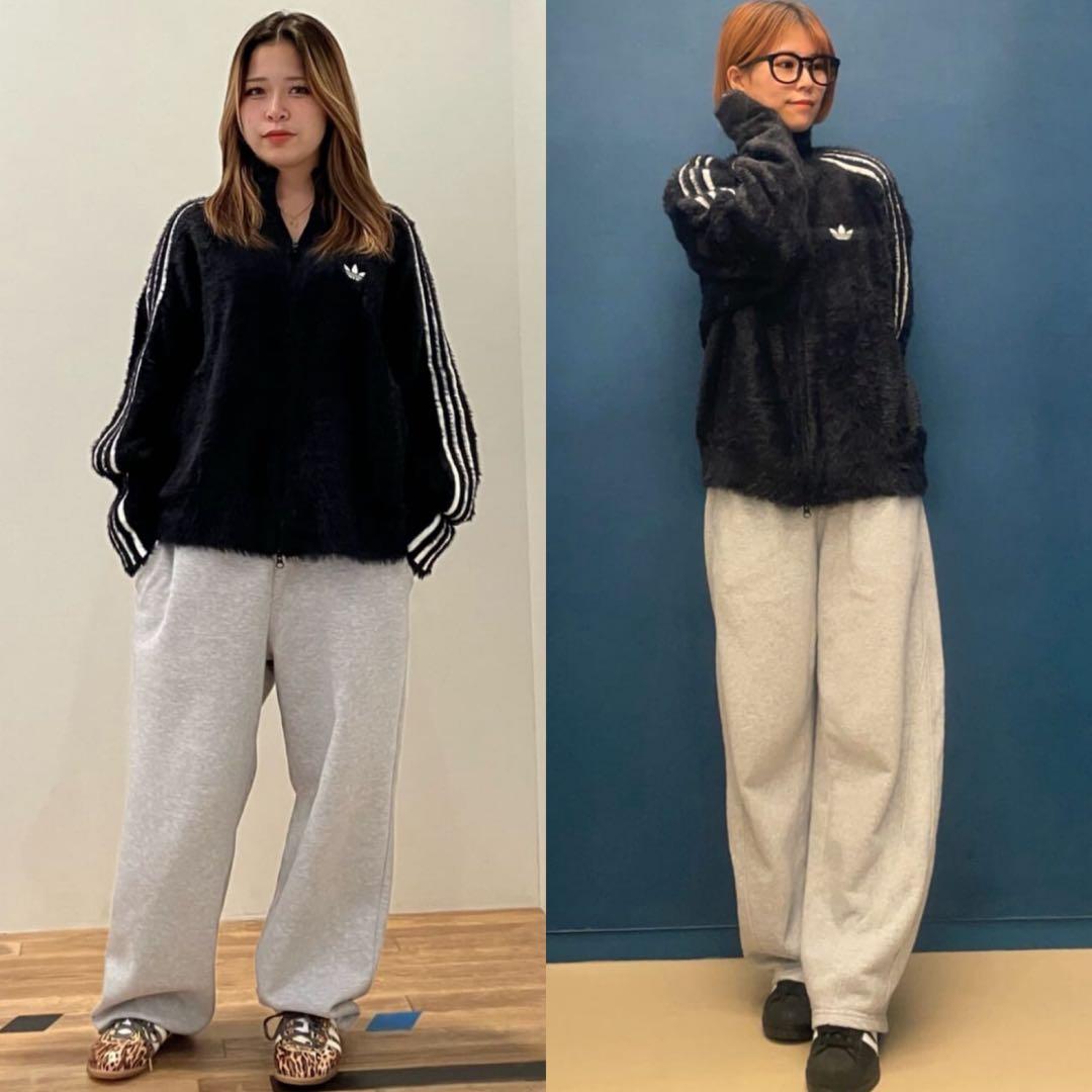 希少XS⭐️adidas フェイクモヘヤ クラシック トラックトップ 黒 ぴょな